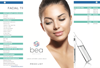 beaSkinClinic MedicalAestheticsPriceList