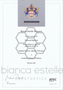 beaSkinClinic Certificate Diploma