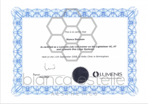 beaSkinClinic Certificate Lumenis