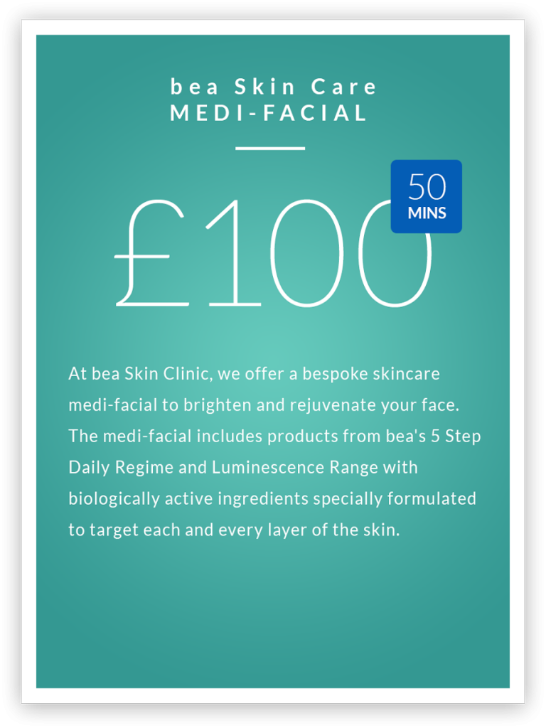 bea Skin Care Medi-Facials | bea Skin Clinic | Call 0203 